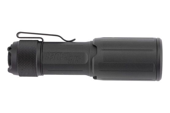 Sig Sauer FOXTROT-EDC Handheld Flashlight with deep carry pocket clip.